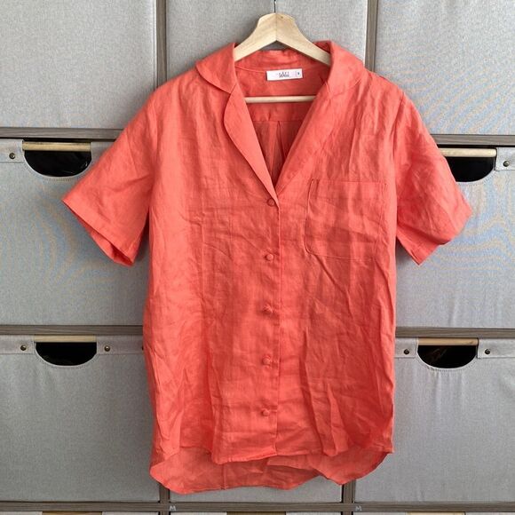 Talulah orange linen button down - Picture 1 of 5